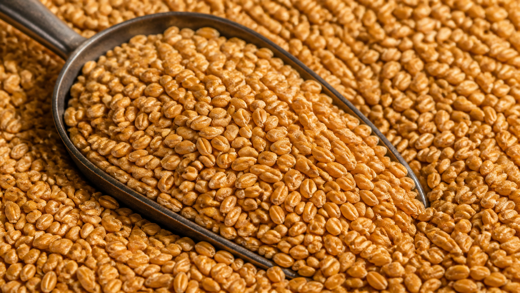 Loose golden wheat grain